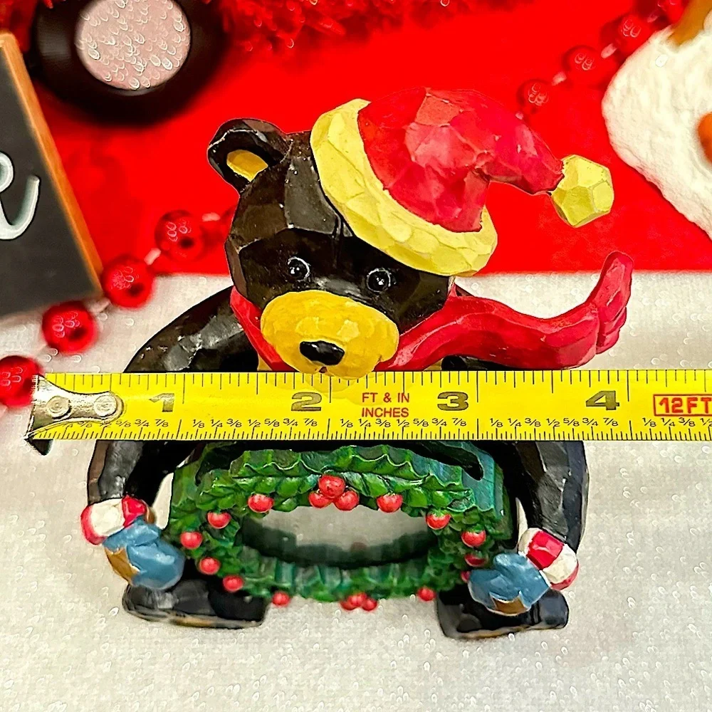 Santa Black Bear Christmas‎ Wreath Holiday Picture Frame